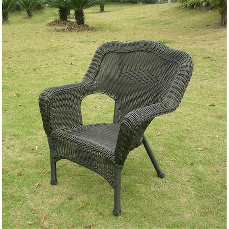 International Caravan Camelback Resin Wicker Patio Chair, Antique Black, 2PK 3180-2CH-AB